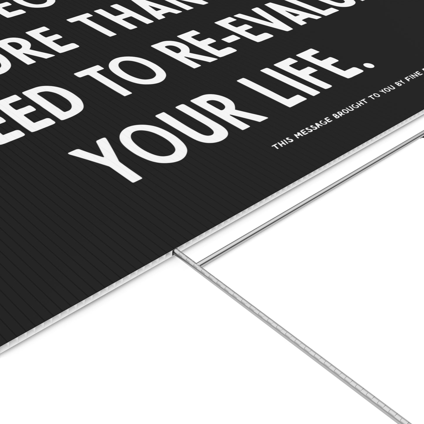 "Reevaluate" - protest & yard sign